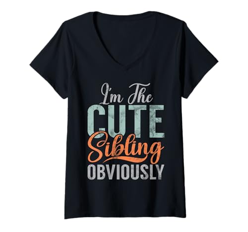 Damen Ich Bin das süße Geschwister, das offensichtlich zu Geschwistern Bruder Sis passt T-Shirt mit V-Ausschnitt Damen Ich Bin das süße Geschwister, das offensichtlich zu Geschwistern Bruder Sis passt T-Shirt mit V-Ausschnitt von Funny Sister Brother Matching Sibling Gifts