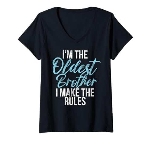 Damen Ich Bin der ältere Bruder Die Regeln gelten Nicht für Mich Großer Bruder T-Shirt mit V-Ausschnitt Damen Ich Bin der ältere Bruder Die Regeln gelten Nicht für Mich Großer Bruder T-Shirt mit V-Ausschnitt von Funny Sister Brother Matching Sibling Gifts