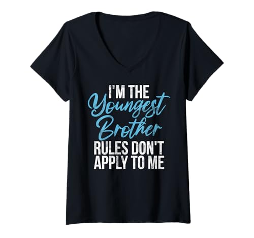 Damen Ich Bin der jüngste Bruder Die Regeln gelten Nicht für Meine Geschwister T-Shirt mit V-Ausschnitt Damen Ich Bin der jüngste Bruder Die Regeln gelten Nicht für Meine Geschwister T-Shirt mit V-Ausschnitt von Funny Sister Brother Matching Sibling Gifts