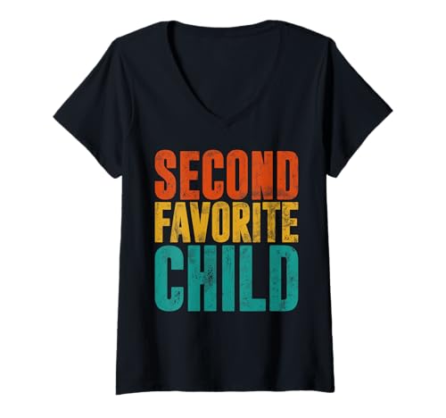 Damen Second Favorite Child Retro Sister Brother Geschwister Zwillinge T-Shirt mit V-Ausschnitt Damen Second Favorite Child Retro Sister Brother Geschwister Zwillinge T-Shirt mit V-Ausschnitt von Funny Sister Brother Matching Sibling Gifts