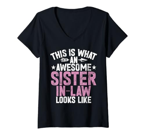 Damen So Sieht eine tolle Schwägerin aus wie Geschwister T-Shirt mit V-Ausschnitt Damen So Sieht eine tolle Schwägerin aus wie Geschwister T-Shirt mit V-Ausschnitt von Funny Sister Brother Matching Sibling Gifts