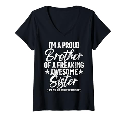 Damen Stolzer Bruder Einer tollen Schwester, lustige passende Geschwister T-Shirt mit V-Ausschnitt Damen Stolzer Bruder Einer tollen Schwester, lustige passende Geschwister T-Shirt mit V-Ausschnitt von Funny Sister Brother Matching Sibling Gifts