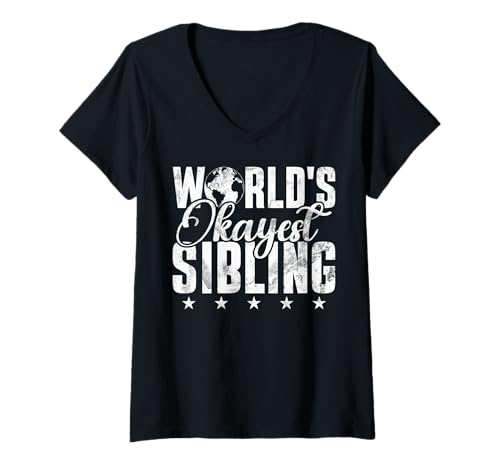Damen World's Okayest Geschwister Passende Geschwister Bruder Schwester T-Shirt mit V-Ausschnitt Damen World's Okayest Geschwister Passende Geschwister Bruder Schwester T-Shirt mit V-Ausschnitt von Funny Sister Brother Matching Sibling Gifts