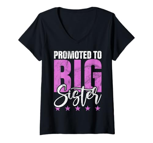Damen Zur Großen Schwester befördert Ältere Schwester Älteres Geschwister Funny Sis T-Shirt mit V-Ausschnitt Damen Zur Großen Schwester befördert Ältere Schwester Älteres Geschwister Funny Sis T-Shirt mit V-Ausschnitt von Funny Sister Brother Matching Sibling Gifts