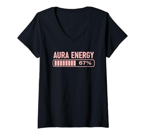 Damen Aura Energy at 67 Funny Six Seven Meme Gen Alpha Slang T-Shirt mit V-Ausschnitt Damen Aura Energy at 67 Funny Six Seven Meme Gen Alpha Slang T-Shirt mit V-Ausschnitt von Funny Six Seven 6 7 Meme Gen Alpha Slang Tee