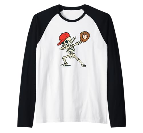 Dabbing Skeleton Baseball Player Halloween Men Women Kids Raglan Dabbing Skeleton Baseball Player Halloween Men Women Kids Raglan von Funny Skeleton Baseball Costume Tees