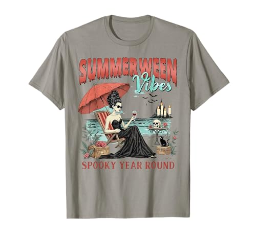 Summerween Vibes Gruselige ganzjährige Chill Girls Vacation Cat T-Shirt Summerween Vibes Gruselige ganzjährige Chill Girls Vacation Cat T-Shirt von Funny Skeleton Beach Party Tropical Men Women Kids