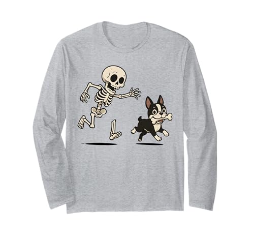 Skelett Jagd Hund Boston Terrier Halloween Mama Tierliebhaber Langarmshirt Skelett Jagd Hund Boston Terrier Halloween Mama Tierliebhaber Langarmshirt von Funny Skeleton Chasing Dog Lover Boston Terrier