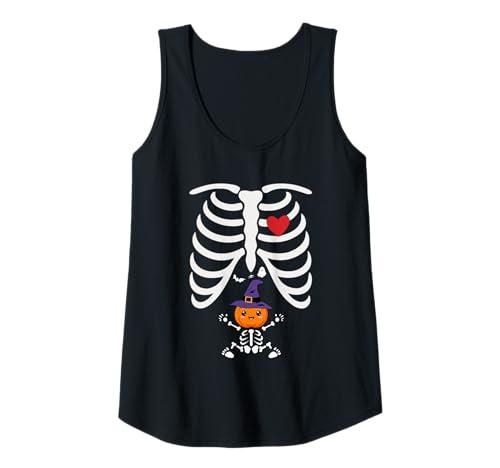 Damen Skelett Baby Lustig Mama Niedlich Schwangerschaft Halloween Tank Top von Funny Skeleton Family Halloween