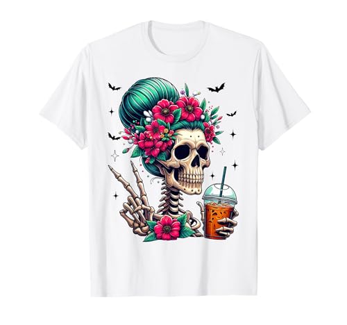 Skelett Messy Bun Lustiges Kostüm Mama Frauen Halloween T-Shirt Skelett Messy Bun Lustiges Kostüm Mama Frauen Halloween T-Shirt von Funny Skeleton Halloween Women ideas