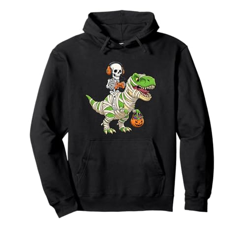 Halloween Dinosaurier Skelett Gaming für Gamer Männer Jungen Kinder Pullover Hoodie von Funny Skeleton Riding Mummy Dinosaur T-Rex Pumpkin