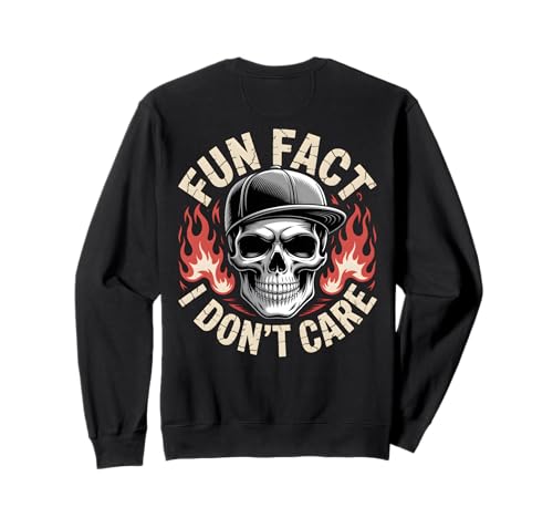 Fun Fact I Don't Care (On Back) Skull Herren Sweatshirt von Funny Skeleton Sarcastic Men Streetwear