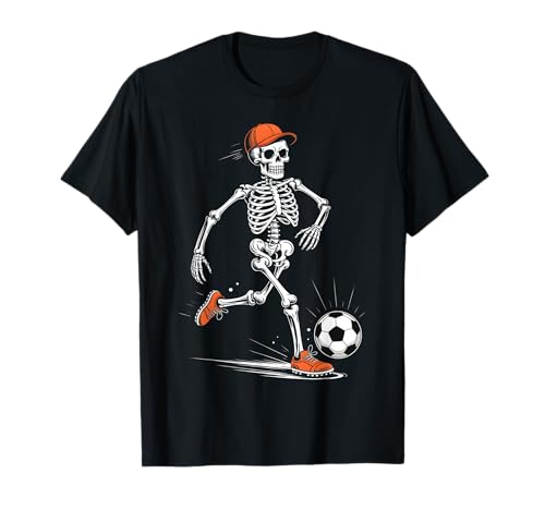Lustiges Skelett Fußball Herren Jungen Kinder Halloween Kostüm T-Shirt von Funny Skeleton Soccer Halloween Men Boy Ades.shirt