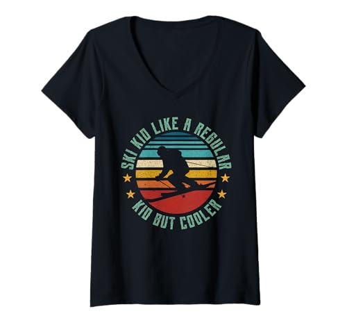 Damen Ski Kids Vintage Young Funny Skifahrer & Skifahrer Liebhaber Jungen Mädchen T-Shirt mit V-Ausschnitt Damen Ski Kids Vintage Young Funny Skifahrer & Skifahrer Liebhaber Jungen Mädchen T-Shirt mit V-Ausschnitt von Funny Skier Lover Boys Girl gift idea