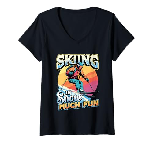 Damen Ski Humor Skifahren Macht Schnee viel Spaß Skifahren T-Shirt mit V-Ausschnitt Damen Ski Humor Skifahren Macht Schnee viel Spaß Skifahren T-Shirt mit V-Ausschnitt von Funny Skiing Winter Sports Designs