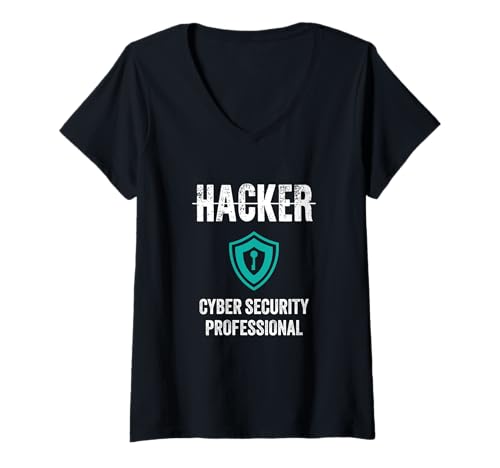 Damen Berufsbezeichnung für Cyber Security Professional Hacker Shield Hackers T-Shirt mit V-Ausschnitt Damen Berufsbezeichnung für Cyber Security Professional Hacker Shield Hackers T-Shirt mit V-Ausschnitt von Funny Skilled Hackers Cyber Security Specialist
