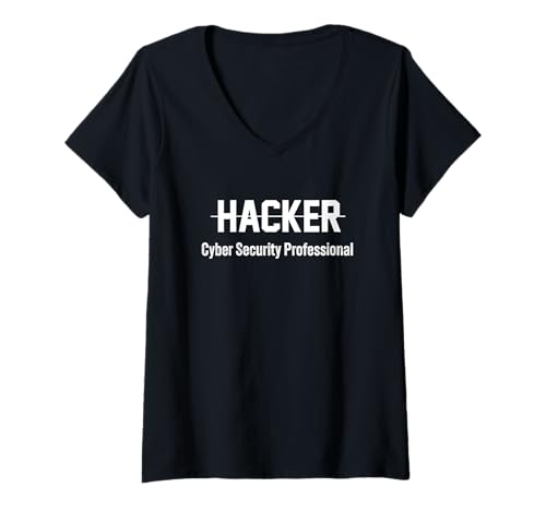 Damen Bold Hacker Jobtitel Cyber Security Professional Hacker T-Shirt mit V-Ausschnitt Damen Bold Hacker Jobtitel Cyber Security Professional Hacker T-Shirt mit V-Ausschnitt von Funny Skilled Hackers Cyber Security Specialist