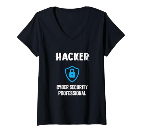 Damen Cyber Security Professional Shield Offizieller Jobtitel T-Shirt mit V-Ausschnitt Damen Cyber Security Professional Shield Offizieller Jobtitel T-Shirt mit V-Ausschnitt von Funny Skilled Hackers Cyber Security Specialist
