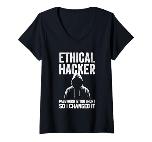 Damen Das Cybersicherheitspasswort für ethische Hacker ist zu kurz Ich habe es geändert T-Shirt mit V-Ausschnitt Damen Das Cybersicherheitspasswort für ethische Hacker ist zu kurz Ich habe es geändert T-Shirt mit V-Ausschnitt von Funny Skilled Hackers Cyber Security Specialist