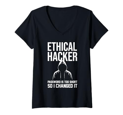 Damen Das White Hat Ethical Hacker-Passwort ist zu kurz, also habe ich es geändert T-Shirt mit V-Ausschnitt Damen Das White Hat Ethical Hacker-Passwort ist zu kurz, also habe ich es geändert T-Shirt mit V-Ausschnitt von Funny Skilled Hackers Cyber Security Specialist