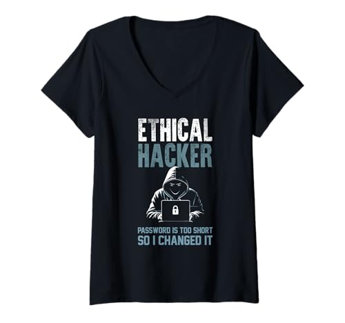 Damen Das sarkastische ethische Hacker-Passwort ist zu kurz, also habe ich es geändert T-Shirt mit V-Ausschnitt Damen Das sarkastische ethische Hacker-Passwort ist zu kurz, also habe ich es geändert T-Shirt mit V-Ausschnitt von Funny Skilled Hackers Cyber Security Specialist
