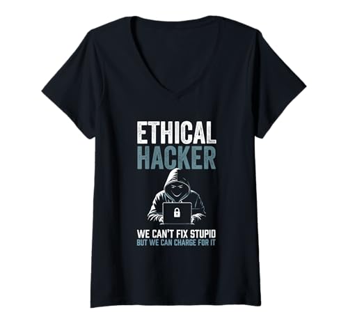 Damen Ethischer Cybersicherheits-Hacker kann nicht dumm reparieren, kann aber aufladen T-Shirt mit V-Ausschnitt Damen Ethischer Cybersicherheits-Hacker kann nicht dumm reparieren, kann aber aufladen T-Shirt mit V-Ausschnitt von Funny Skilled Hackers Cyber Security Specialist