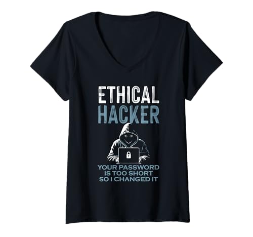 Damen Ethischer Hacker, Ihr Passwort ist zu kurz, also habe ich es geändert T-Shirt mit V-Ausschnitt Damen Ethischer Hacker, Ihr Passwort ist zu kurz, also habe ich es geändert T-Shirt mit V-Ausschnitt von Funny Skilled Hackers Cyber Security Specialist