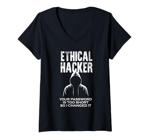 Damen Ethischer Hacker, Ihr Passwort ist zu kurz, also habe ich es geändert T-Shirt mit V-Ausschnitt Damen Ethischer Hacker, Ihr Passwort ist zu kurz, also habe ich es geändert T-Shirt mit V-Ausschnitt von Funny Skilled Hackers Cyber Security Specialist