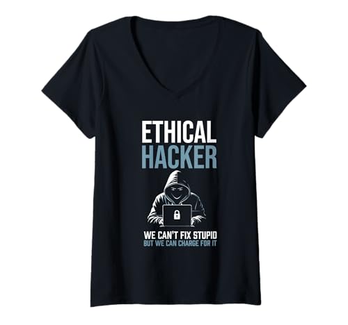 Damen Ethischer Hacker Sarkastic Can't Fix Dumm kann dafür Gebühren erheben T-Shirt mit V-Ausschnitt Damen Ethischer Hacker Sarkastic Can't Fix Dumm kann dafür Gebühren erheben T-Shirt mit V-Ausschnitt von Funny Skilled Hackers Cyber Security Specialist