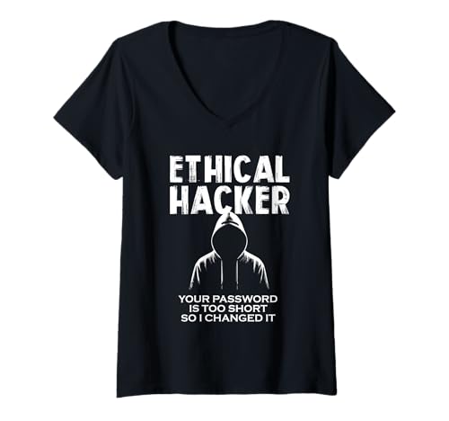 Damen Ethischer Hacker Your Password is Too Short Funny Sarcastic T-Shirt mit V-Ausschnitt Damen Ethischer Hacker Your Password is Too Short Funny Sarcastic T-Shirt mit V-Ausschnitt von Funny Skilled Hackers Cyber Security Specialist