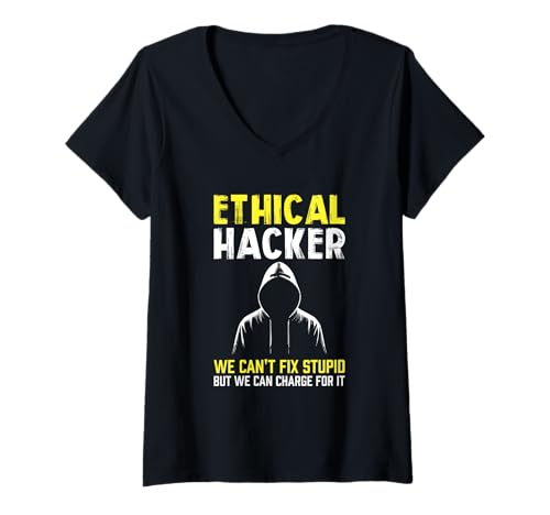 Damen Ethischer Hacker sarkastischer Witz kann nicht reparieren dumm kann aufladen T-Shirt mit V-Ausschnitt Damen Ethischer Hacker sarkastischer Witz kann nicht reparieren dumm kann aufladen T-Shirt mit V-Ausschnitt von Funny Skilled Hackers Cyber Security Specialist