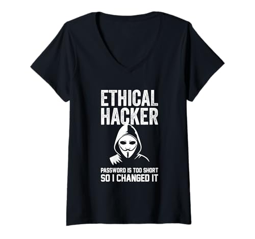 Damen Ethisches Hacker-Humor-Passwort zu kurz, damit ich es geändert habe T-Shirt mit V-Ausschnitt Damen Ethisches Hacker-Humor-Passwort zu kurz, damit ich es geändert habe T-Shirt mit V-Ausschnitt von Funny Skilled Hackers Cyber Security Specialist