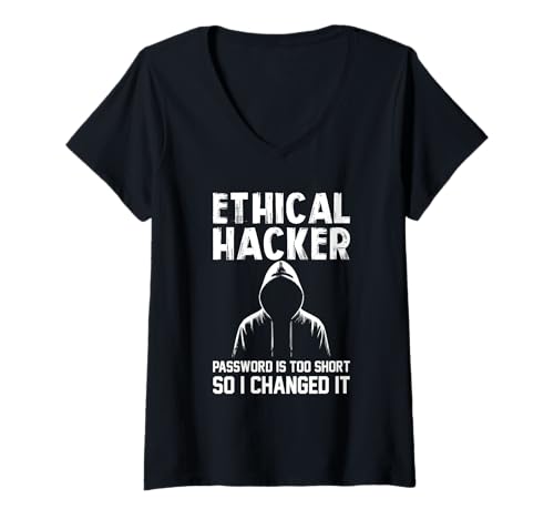 Damen Ethisches Hacker-Passwort für Cybersicherheit ist zu kurz Ich habe es geändert T-Shirt mit V-Ausschnitt Damen Ethisches Hacker-Passwort für Cybersicherheit ist zu kurz Ich habe es geändert T-Shirt mit V-Ausschnitt von Funny Skilled Hackers Cyber Security Specialist
