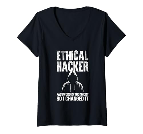 Damen Ethisches Hacker-Passwort ist zu kurz, also habe ich es geändert White Hat T-Shirt mit V-Ausschnitt Damen Ethisches Hacker-Passwort ist zu kurz, also habe ich es geändert White Hat T-Shirt mit V-Ausschnitt von Funny Skilled Hackers Cyber Security Specialist