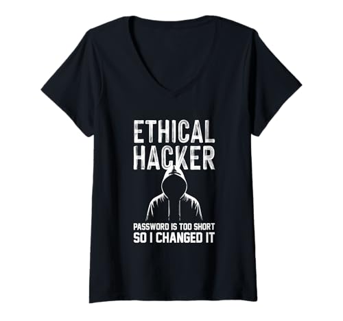 Damen Ethisches Hacker-Passwort zu kurz I Changed It Cybersicherheit T-Shirt mit V-Ausschnitt Damen Ethisches Hacker-Passwort zu kurz I Changed It Cybersicherheit T-Shirt mit V-Ausschnitt von Funny Skilled Hackers Cyber Security Specialist