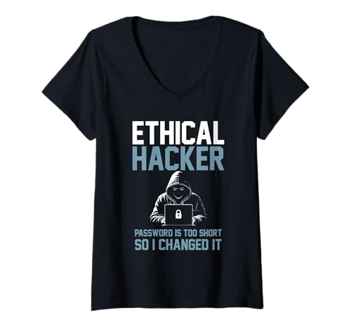Damen Ethisches Hacker-Sarkastisches Passwort Too Short So I Changed It T-Shirt mit V-Ausschnitt Damen Ethisches Hacker-Sarkastisches Passwort Too Short So I Changed It T-Shirt mit V-Ausschnitt von Funny Skilled Hackers Cyber Security Specialist