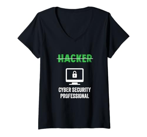 Damen Hacker Jobtitel Cyber Security Professional Shield Hackers T-Shirt mit V-Ausschnitt Damen Hacker Jobtitel Cyber Security Professional Shield Hackers T-Shirt mit V-Ausschnitt von Funny Skilled Hackers Cyber Security Specialist