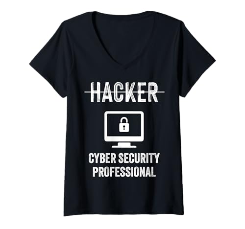 Damen Hackers Jobtitel Hacker Cyber Security Professional Shield T-Shirt mit V-Ausschnitt Damen Hackers Jobtitel Hacker Cyber Security Professional Shield T-Shirt mit V-Ausschnitt von Funny Skilled Hackers Cyber Security Specialist