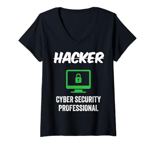 Damen Hackers Jobtitel Hacker Cyber Security Professional Shield T-Shirt mit V-Ausschnitt Damen Hackers Jobtitel Hacker Cyber Security Professional Shield T-Shirt mit V-Ausschnitt von Funny Skilled Hackers Cyber Security Specialist