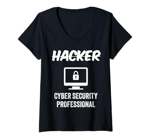 Damen Hackers Jobtitel Hacker Cyber Security Professional Shield T-Shirt mit V-Ausschnitt Damen Hackers Jobtitel Hacker Cyber Security Professional Shield T-Shirt mit V-Ausschnitt von Funny Skilled Hackers Cyber Security Specialist