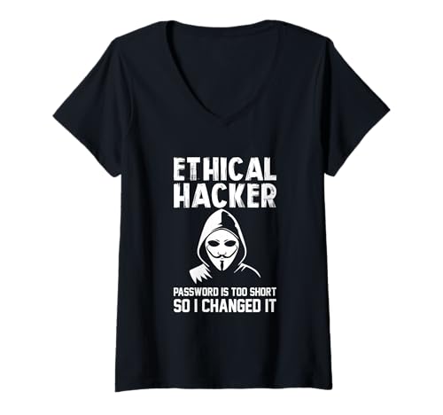 Damen Humor Ethisches Hacker-Passwort ist zu kurz, also habe ich es geändert T-Shirt mit V-Ausschnitt Damen Humor Ethisches Hacker-Passwort ist zu kurz, also habe ich es geändert T-Shirt mit V-Ausschnitt von Funny Skilled Hackers Cyber Security Specialist