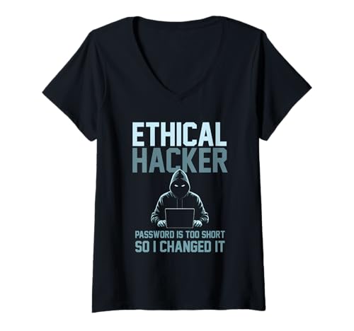 Damen Lustiger ethischer Cybersicherheits-Hacker Ihr Passwort zu kurz T-Shirt mit V-Ausschnitt Damen Lustiger ethischer Cybersicherheits-Hacker Ihr Passwort zu kurz T-Shirt mit V-Ausschnitt von Funny Skilled Hackers Cyber Security Specialist
