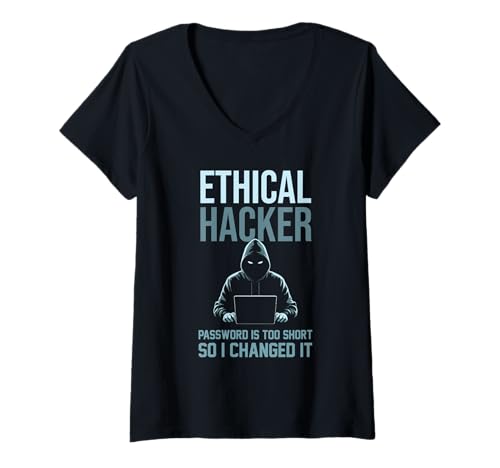 Damen Lustiger ethischer Hacker Cybersicherheit Ihr Passwort zu kurz T-Shirt mit V-Ausschnitt Damen Lustiger ethischer Hacker Cybersicherheit Ihr Passwort zu kurz T-Shirt mit V-Ausschnitt von Funny Skilled Hackers Cyber Security Specialist