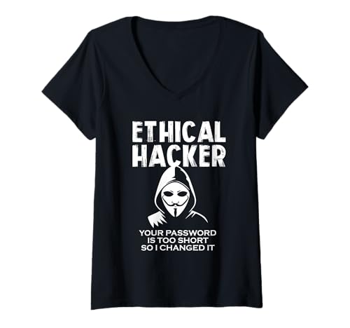 Damen Lustiger ethischer Hacker Ihr Passwort zu kurz So habe ich es geändert T-Shirt mit V-Ausschnitt Damen Lustiger ethischer Hacker Ihr Passwort zu kurz So habe ich es geändert T-Shirt mit V-Ausschnitt von Funny Skilled Hackers Cyber Security Specialist