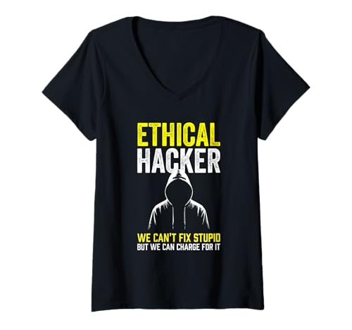 Damen Sarkastischer Witz ethischer Hacker kann nicht reparieren dumm kann aufladen T-Shirt mit V-Ausschnitt Damen Sarkastischer Witz ethischer Hacker kann nicht reparieren dumm kann aufladen T-Shirt mit V-Ausschnitt von Funny Skilled Hackers Cyber Security Specialist