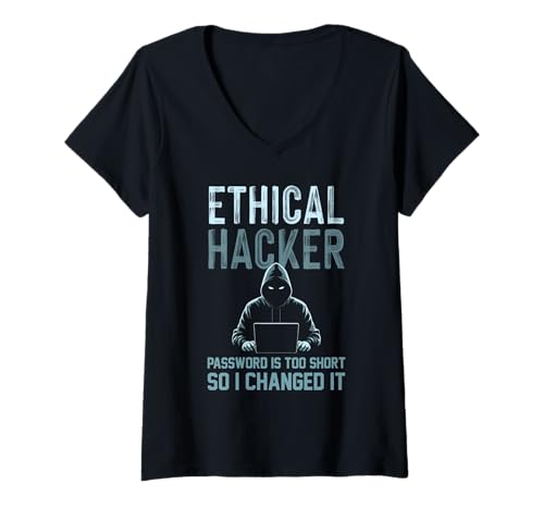 Damen Sarkastischer lustiger ethischer Hacker, Ihr Passwort ist zu kurz T-Shirt mit V-Ausschnitt Damen Sarkastischer lustiger ethischer Hacker, Ihr Passwort ist zu kurz T-Shirt mit V-Ausschnitt von Funny Skilled Hackers Cyber Security Specialist
