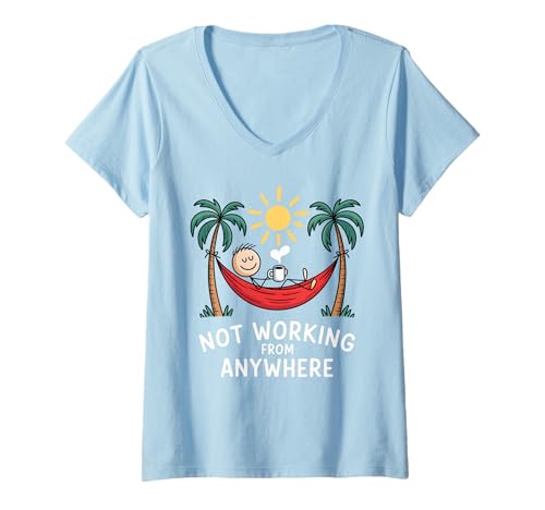 Damen Funktioniert Nicht von irgendwoher Lustige Hängematte 2025 T-Shirt mit V-Ausschnitt Damen Funktioniert Nicht von irgendwoher Lustige Hängematte 2025 T-Shirt mit V-Ausschnitt von Funny Sleeping Hammock And Relaxing Tees