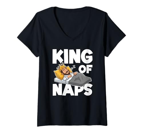 Damen King of Naps Sleeping Lustiges Nickerchen T-Shirt mit V-Ausschnitt Damen King of Naps Sleeping Lustiges Nickerchen T-Shirt mit V-Ausschnitt von Funny Sleeping Napping Apparel