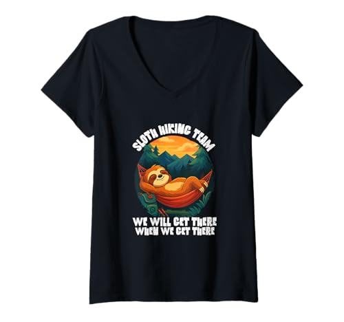 Damen Lustiges Faultier Wandern Naturliebhaber Outdoor T-Shirt mit V-Ausschnitt Damen Lustiges Faultier Wandern Naturliebhaber Outdoor T-Shirt mit V-Ausschnitt von Funny Sloth Hiking Unite Outdoors