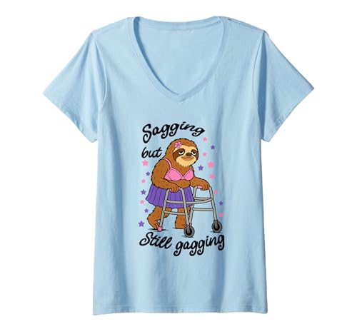 Damen Sagging But Still Gagging Faultier Lustiges Meme T-Shirt mit V-Ausschnitt Damen Sagging But Still Gagging Faultier Lustiges Meme T-Shirt mit V-Ausschnitt von Funny Sloth Sagging But Still Gagging